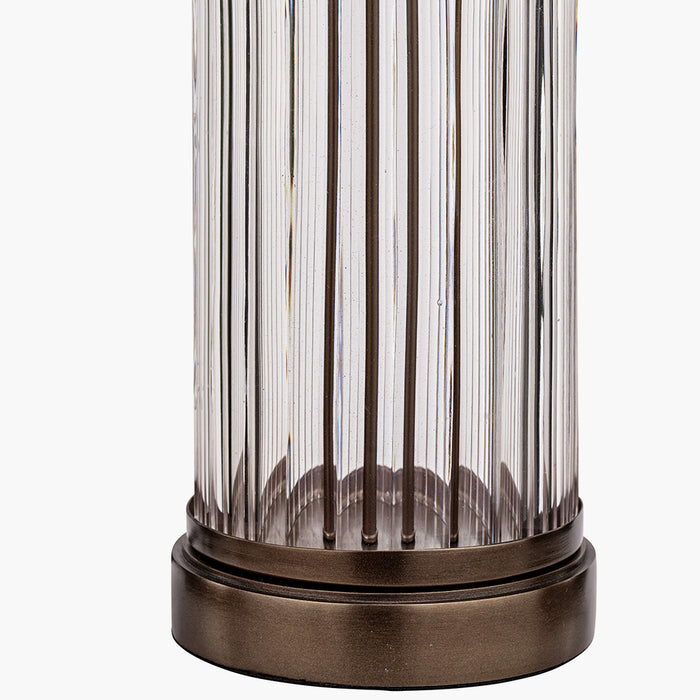 Ciara Clear Ribbed Glass & Antique Bronze Metal Table Lamp Base - 42cm