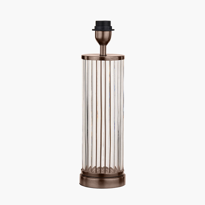 Ciara Clear Ribbed Glass and Antique Bronze Metal Table Lamp Base - 42cm