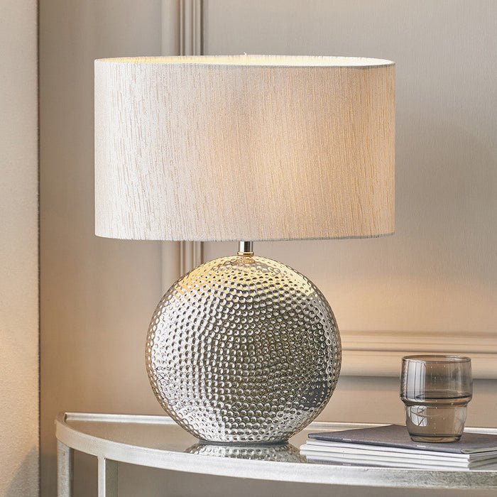 Mabel Silver Textured Ceramic Table Lamp