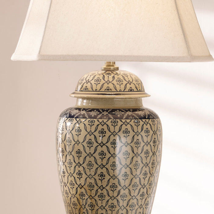 Chika Blue & White Ceramic Ginger Jar Table Lamp