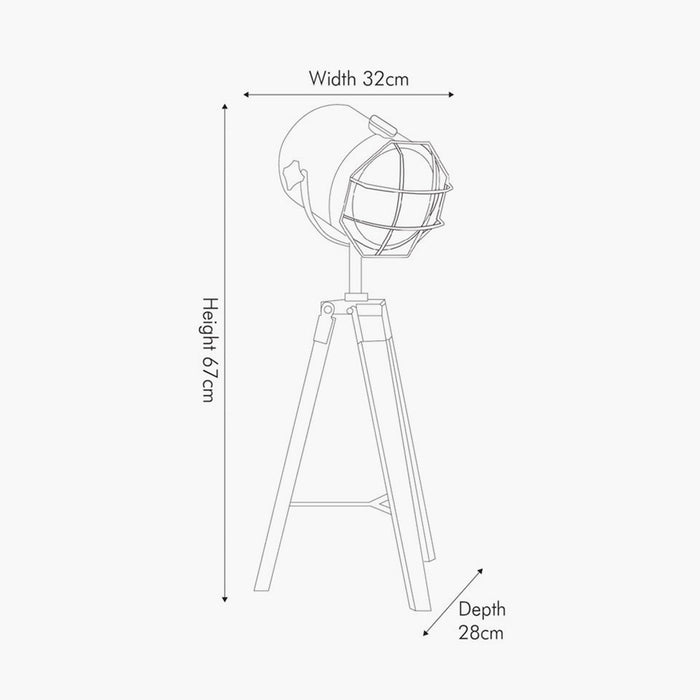 Capstan White Wash Wood & Silver Metal Tripod Table Lamp