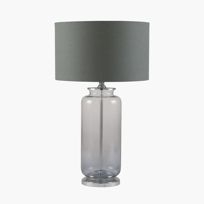 Ombre Glass Table Lamp, Grey Cylinder Shade