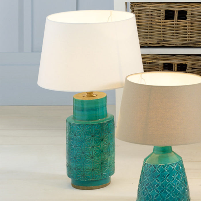 Sidra Aquamarine Stoneware Etch Detail Table Lamp