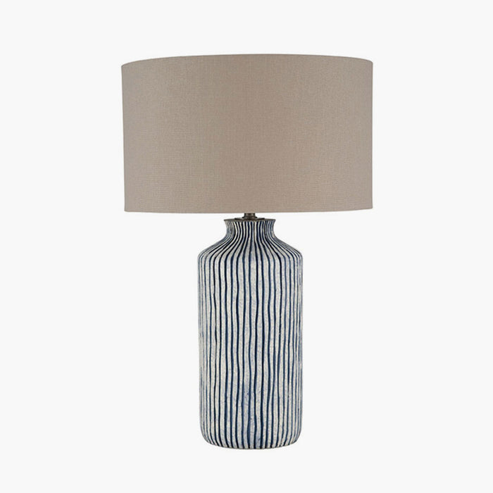 Bude Blue & White Stripe Stoneware Table Lamp Base