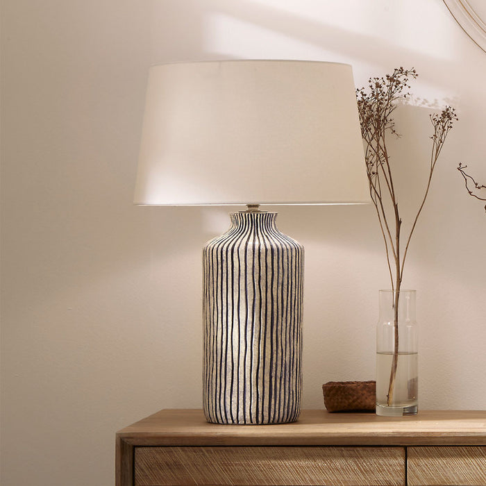 Bude Blue & White Stripe Stoneware Table Lamp Base