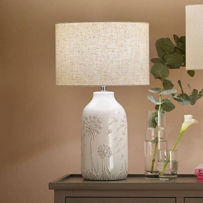 Flora White Floral Ceramic Table Lamp ( Due Back In 10/01/25 )