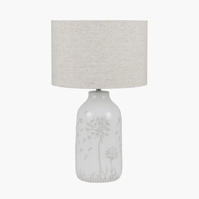 Flora White Floral Ceramic Table Lamp ( Due Back In 10/01/25 )