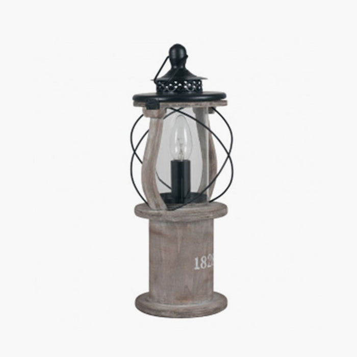 Gibson Antique Wood Lantern Table Lamp