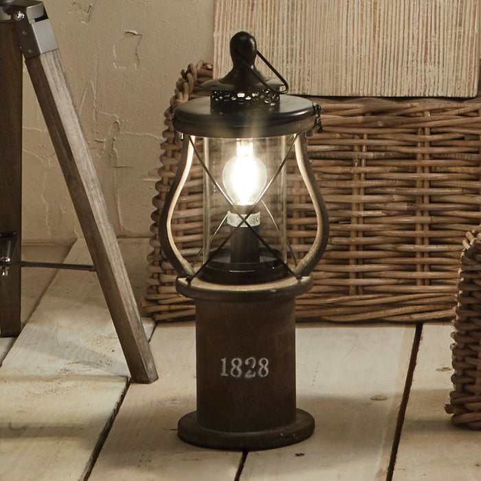 Gibson Antique Wood Lantern Table Lamp