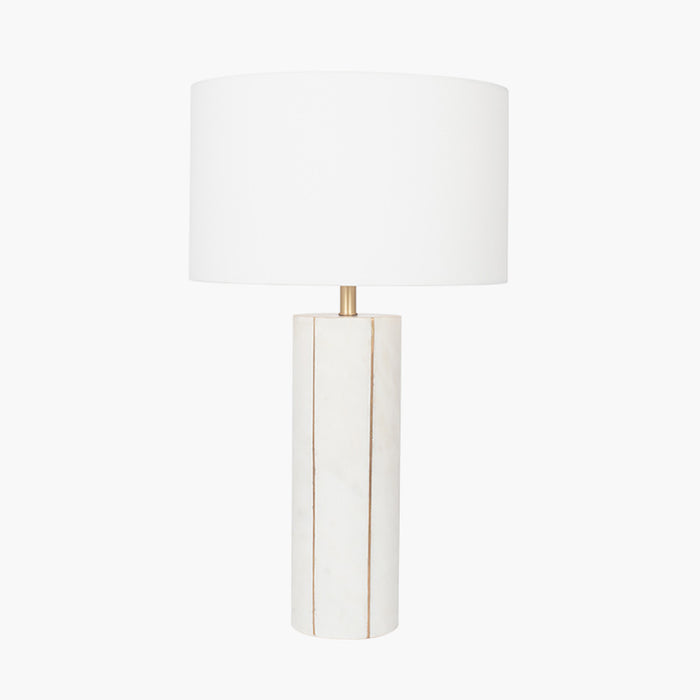 Venetia White Marble & Gold Metal Tall Table Lamp