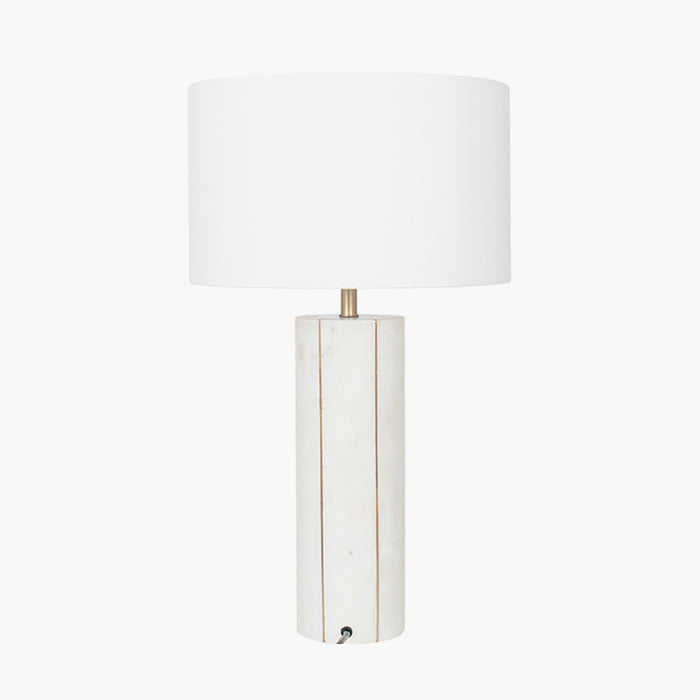 Venetia White Marble & Gold Metal Tall Table Lamp