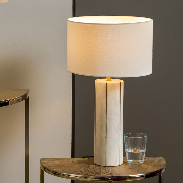 Venetia White Marble & Gold Metal Tall Table Lamp