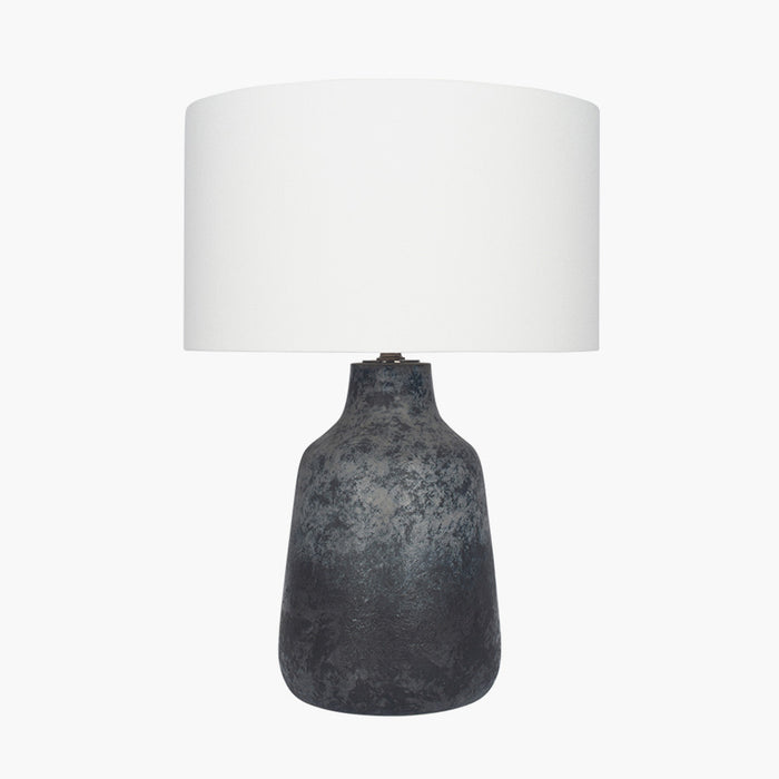 Vulcan Grey Stoneware Table Lamp - Textured Volcanic Effect