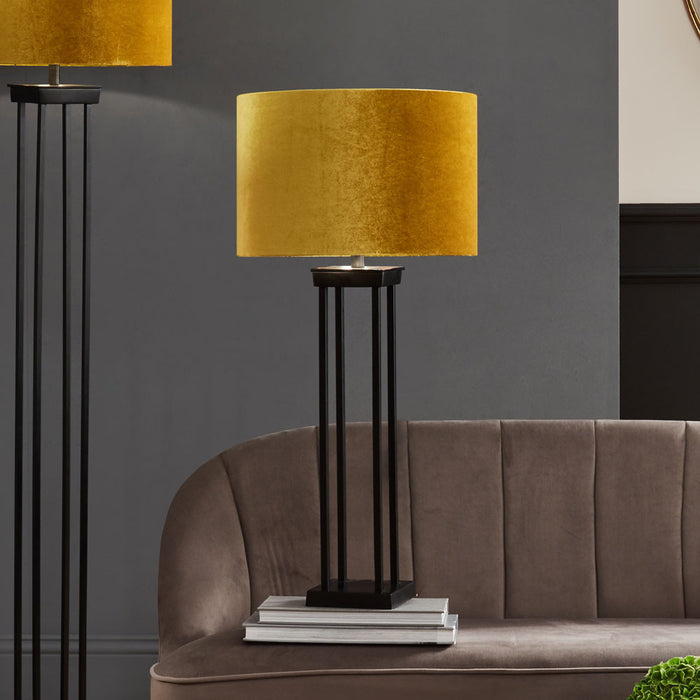 Langston Matt Black Metal Four Post Table Lamp (Due back In 15/01/25)