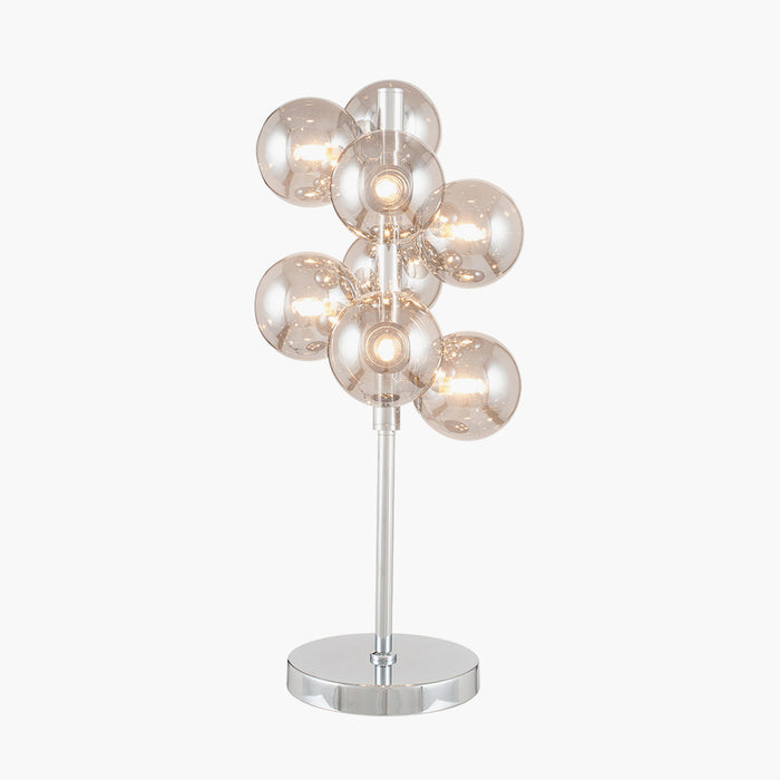 Vecchio Smoke Glass Orb & Chrome Table Lamp