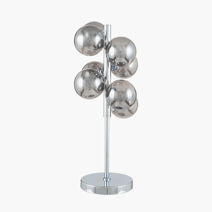 Vecchio Smoke Glass Orb & Chrome Table Lamp