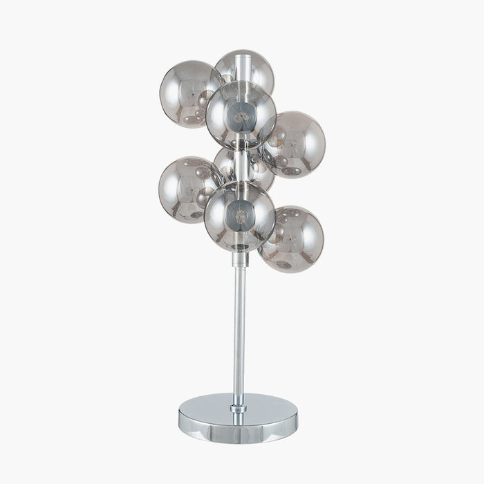 Vecchio Smoke Glass Orb & Chrome Table Lamp