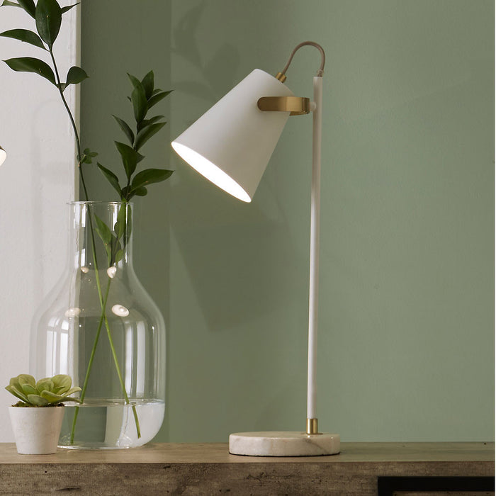 Theia White & Brushed Brass Task Table Lamp