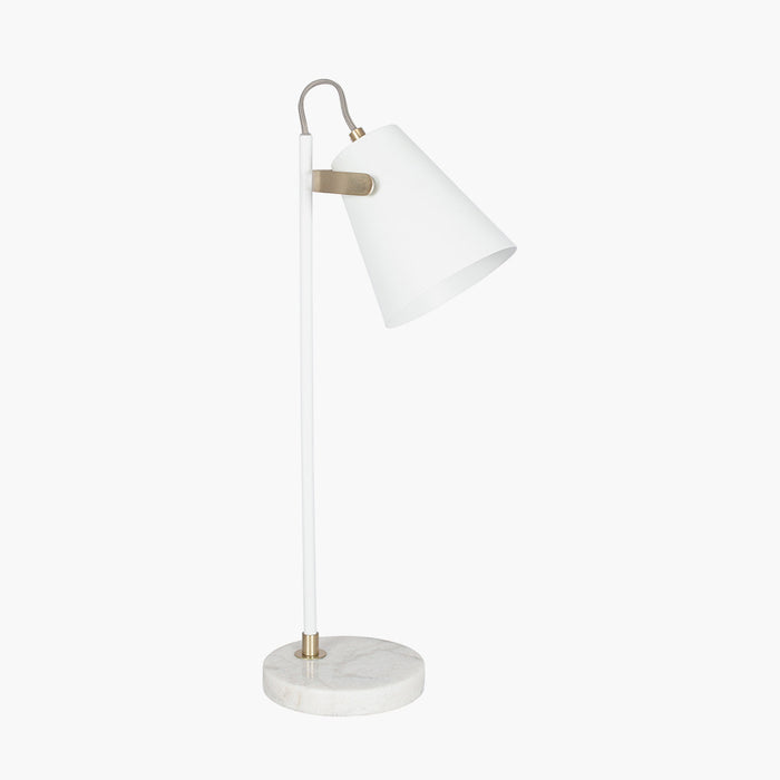 Theia White & Brushed Brass Task Table Lamp