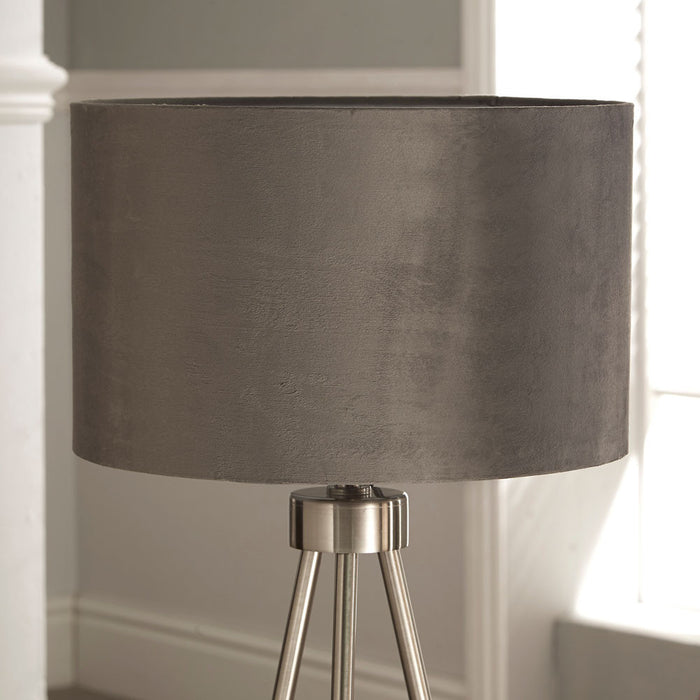 Houston Brushed Silver Metal Tripod Table Lamp