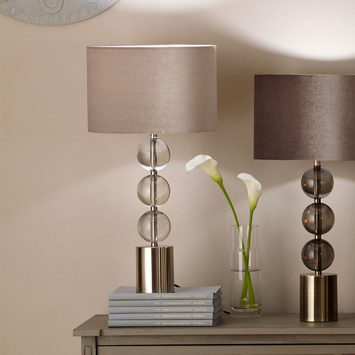 Harris Brushed Silver & Clear Glass Table Lamp