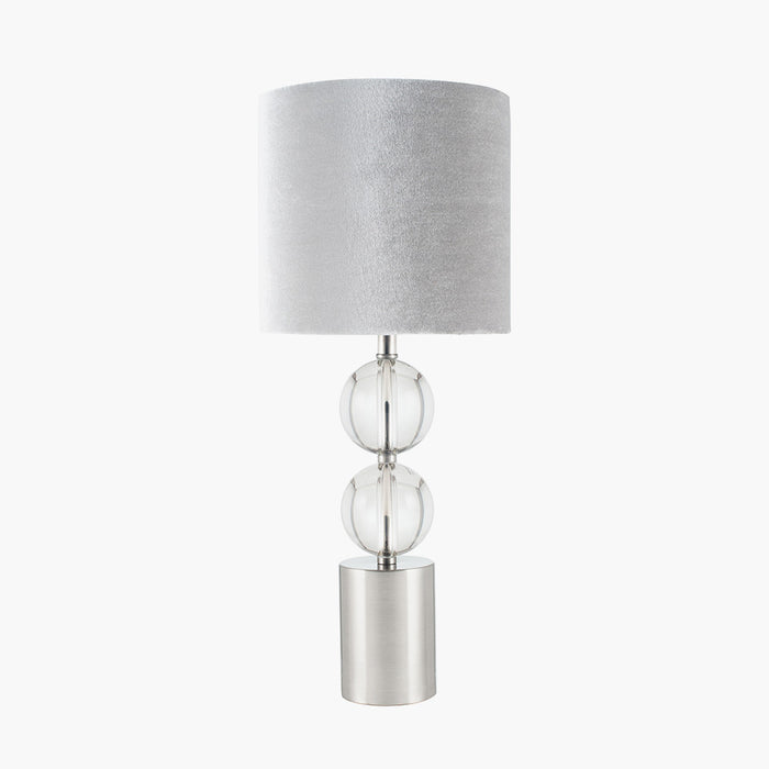 Harris Brushed Silver & Clear Glass Table Lamp