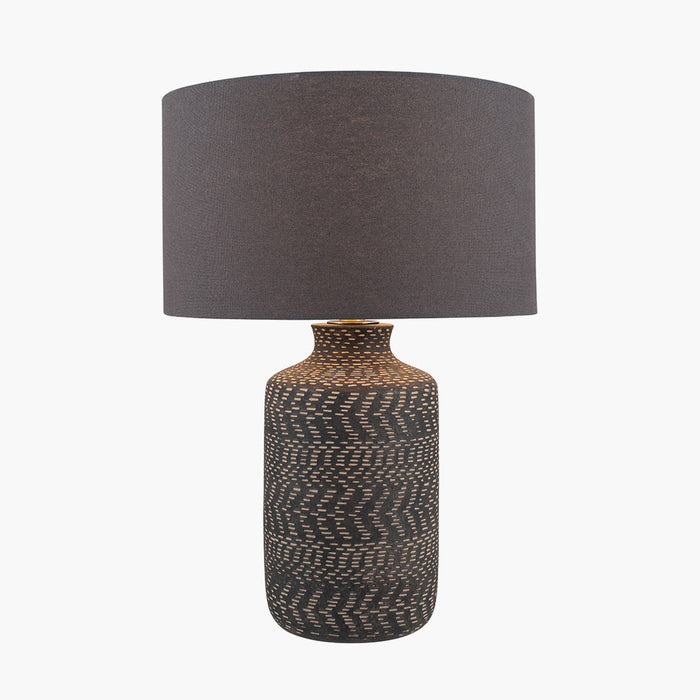 Atouk Textured Black Stoneware Table Lamp