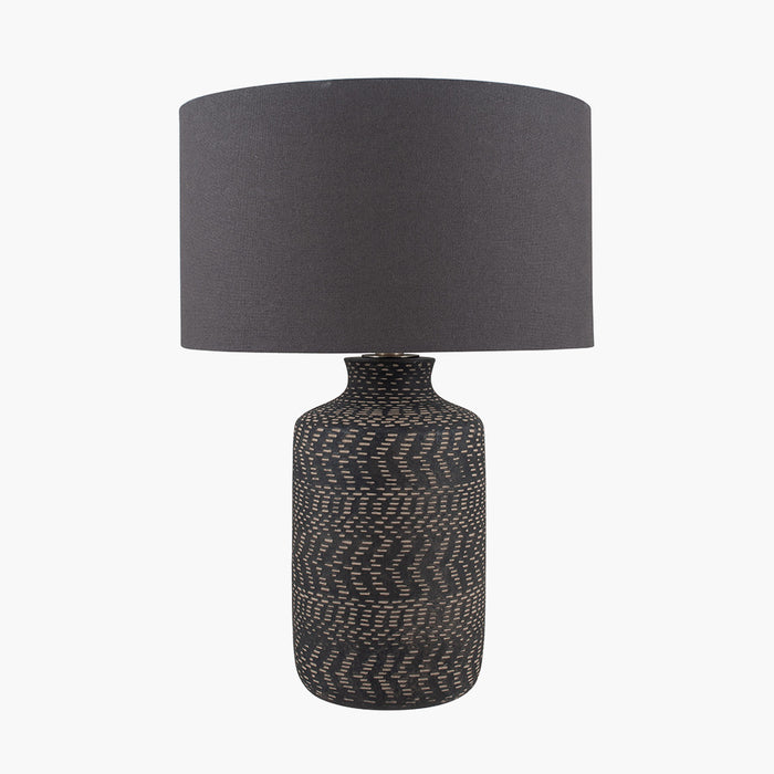 Atouk Textured Black Stoneware Table Lamp