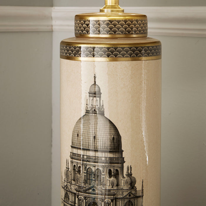 Wren Black & Cream Building Print Tall Ceramic Table Lamp