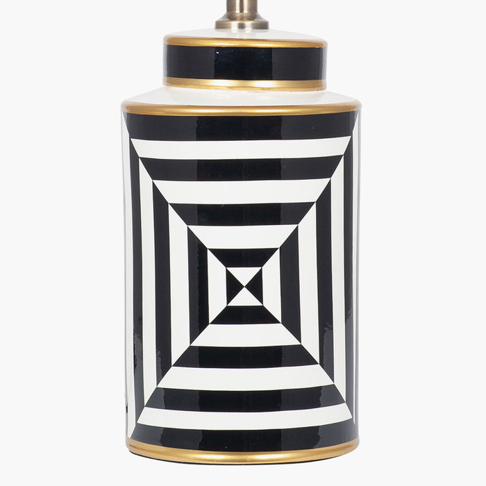 Optic Black & White Optic Stripe Ceramic Table Lamp ( Due Back In 15/01/25 )