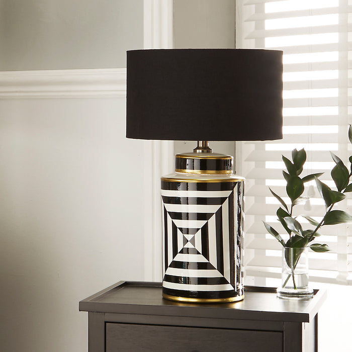 Black and white ceramic table outlet lamp