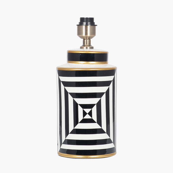 Optic Black & White Optic Stripe Ceramic Table Lamp ( Due Back In 15/01/25 )