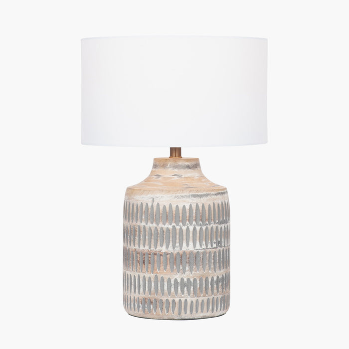 Galle Grey Wash Wood Textured Table Lamp Base