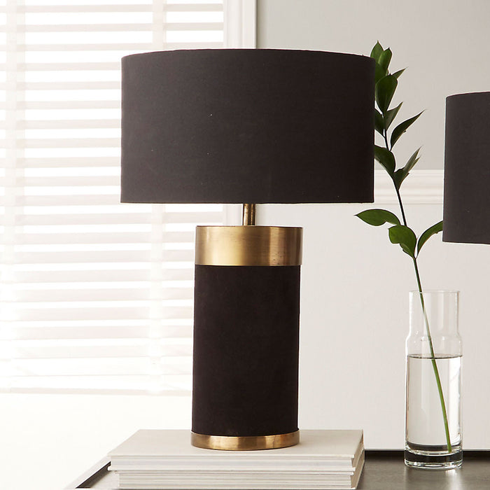 Dempsey Black Velvet & Antique Gold Metal Table Lamp Base