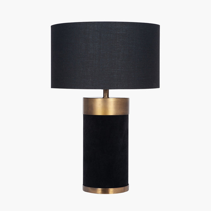 Dempsey Black Velvet & Antique Gold Metal Table Lamp Base