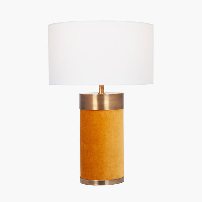 Dempsey Mustard Velvet & Antique Gold Metal Table Lamp