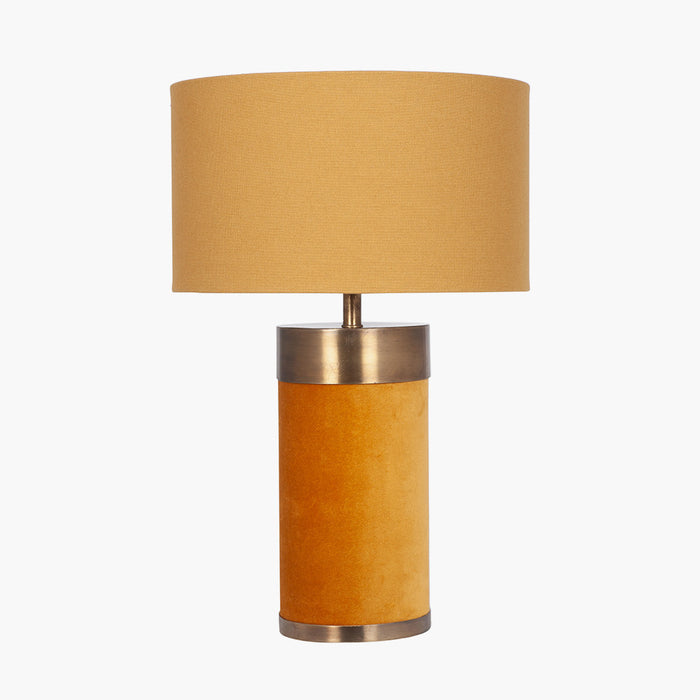 Dempsey Mustard Velvet & Antique Gold Metal Table Lamp