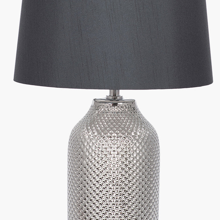 Nova Silver Textured Ceramic Bottle Table Lamp