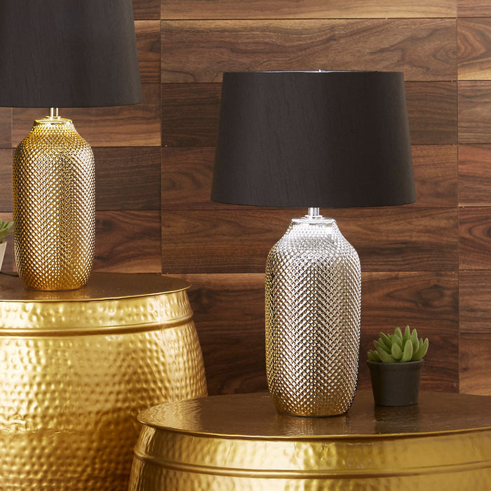 Nova Silver Textured Ceramic Bottle Table Lamp