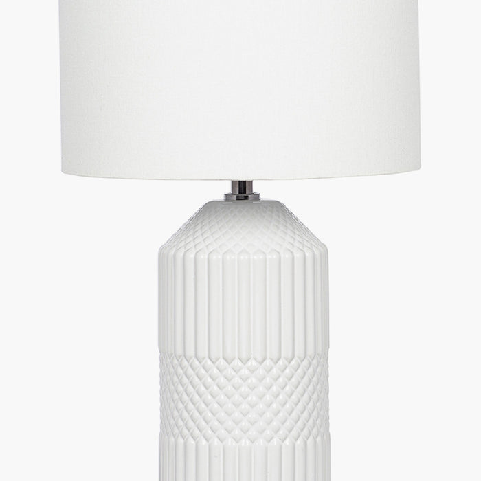 Meribel Table Lamp, White Textured ,Tall, Ceramic