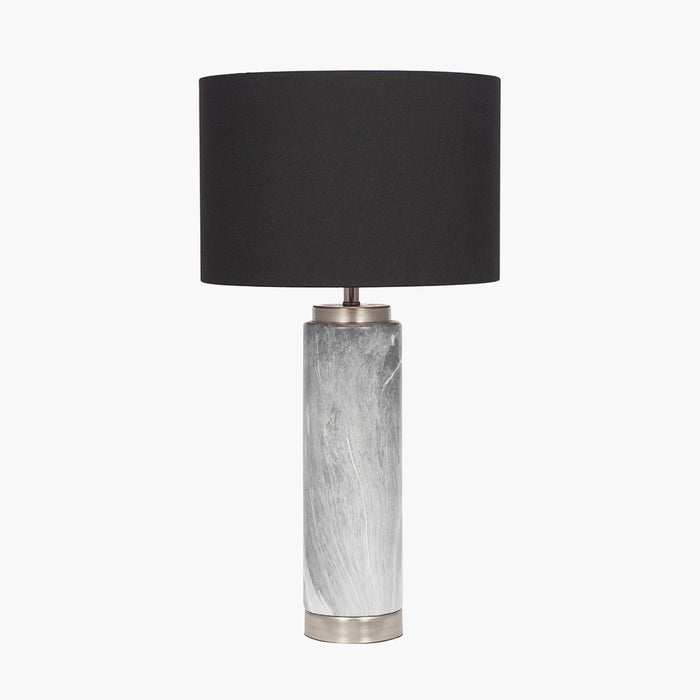 Carrara Grey Marble Effect Tall Ceramic Table Lamp ( Due Back In 10/01/25 )