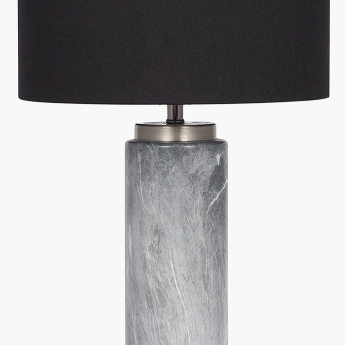 Carrara Grey Marble Effect Tall Ceramic Table Lamp ( Due Back In 10/01/25 )