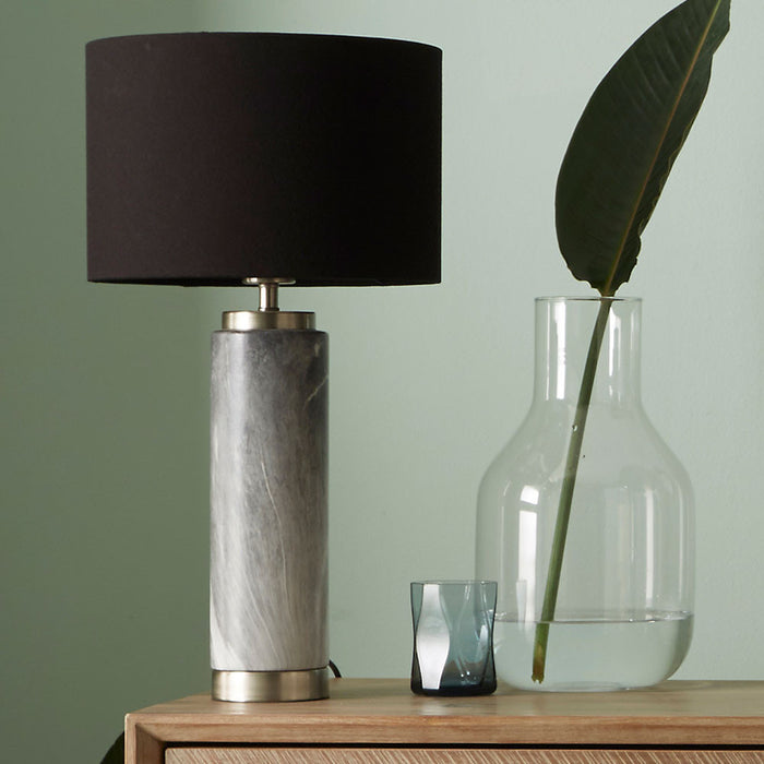 Carrara Grey Marble Effect Tall Ceramic Table Lamp ( Due Back In 10/01/25 )