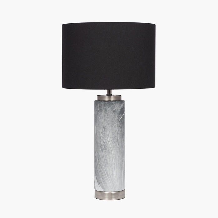 Carrara Grey Marble Effect Tall Ceramic Table Lamp ( Due Back In 10/01/25 )