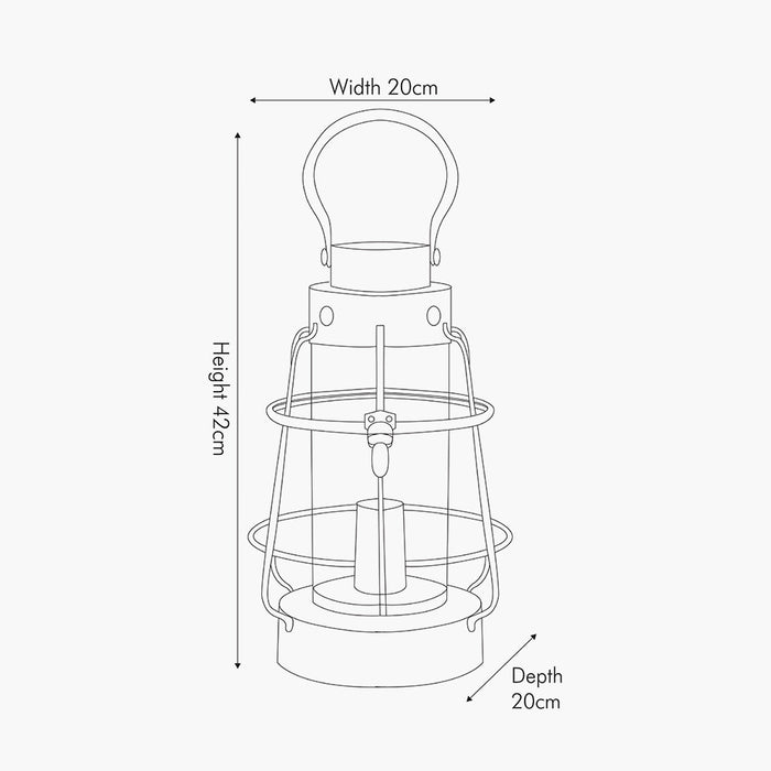 Filey Grey Metal & Clear Glass Oil Lantern Table Lamp