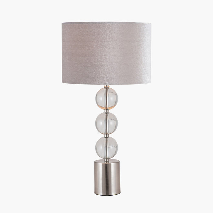 Harris Tall Brushed Silver & Clear Glass Table Lamp