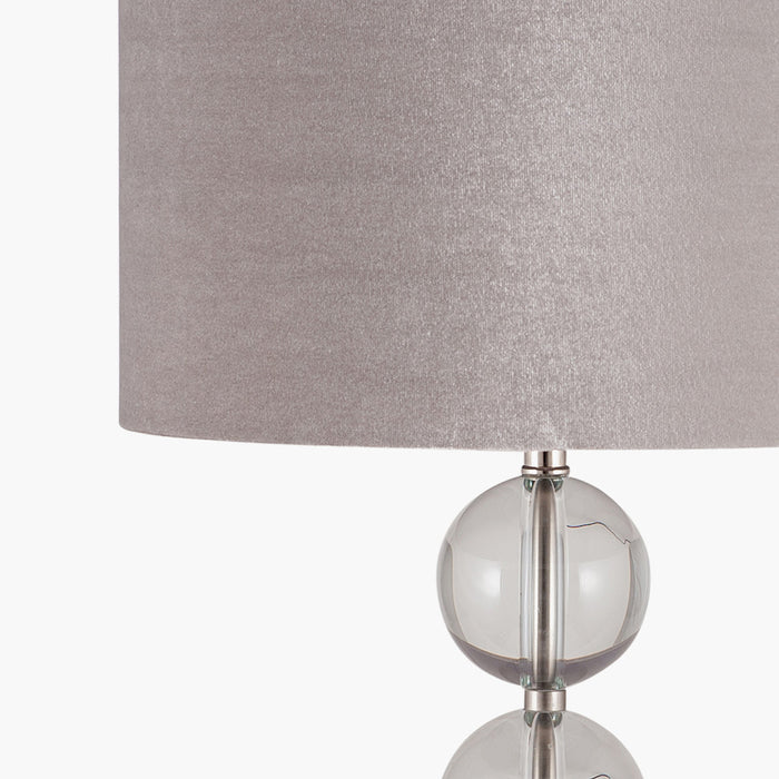 Harris Tall Brushed Silver & Clear Glass Table Lamp