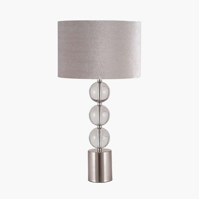 Harris Tall Brushed Silver & Clear Glass Table Lamp