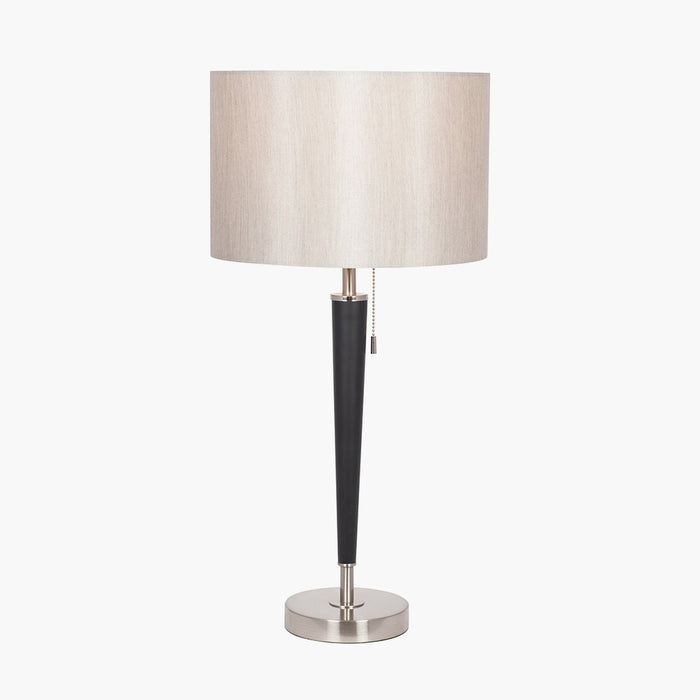 Lowry Table Lamp, Brushed Silver & Matt Black Metal