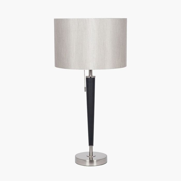 Lowry Table Lamp, Brushed Silver & Matt Black Metal